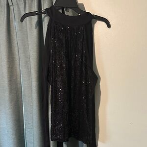Black Sequin Halter Top